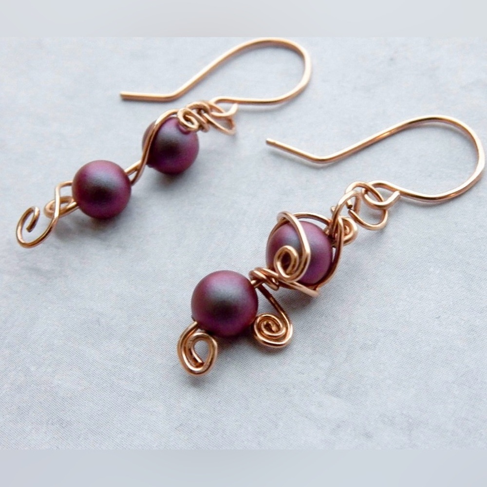Swarovski Pearl 14kt Rose Gold Filled Earrings Asymmetrical Modern One of a Kind